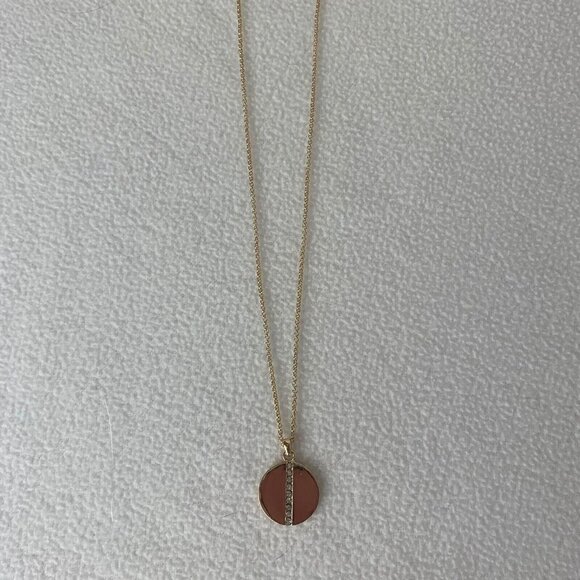 Laura Ashley Gold Necklace with Tan Pendant - Picture 1 of 6